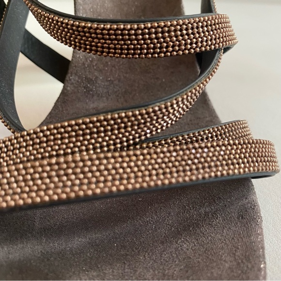 Brunello Cucinelli Monili-Trim Strappy Sandals, Rose Gold NEW - Picture 8 of 12